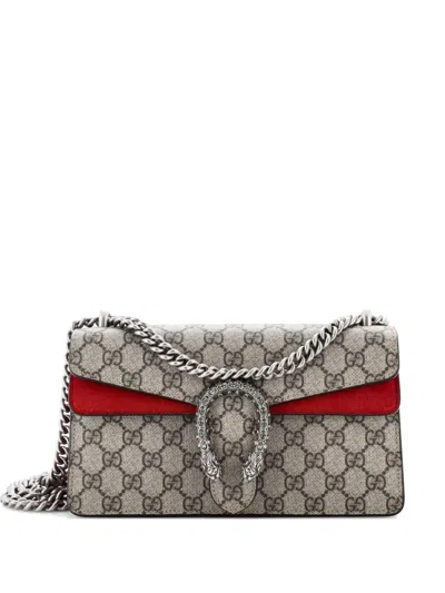 Pre-owned Gucci Dionysus Bag Gg Coated Canvas With Crystal Embellished Metal Small Shoulder Bag In Brown