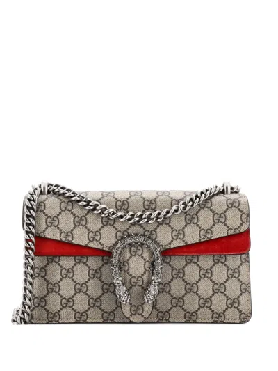 Pre-owned Gucci Dionysus Bag Gg Coated Canvas With Crystal Embellished Metal Small Shoulder Bag In Brown