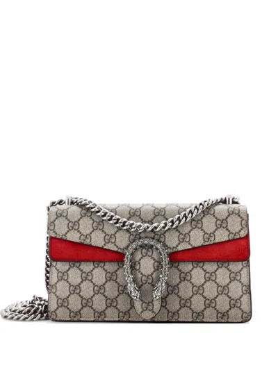 Pre-owned Gucci Dionysus Bag Gg Coated Canvas With Crystal Embellished Metal Small Shoulder Bag In Brown