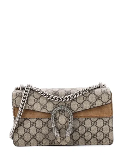 Pre-owned Gucci Dionysus Bag Gg Coated Canvas With Crystal Embellished Metal Small Shoulder Bag In Brown