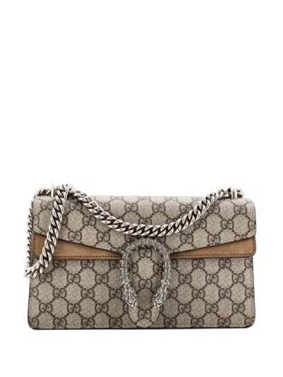 Pre-owned Gucci Dionysus Bag Gg Coated Canvas With Crystal Embellished Metal Small Shoulder Bag In Brown