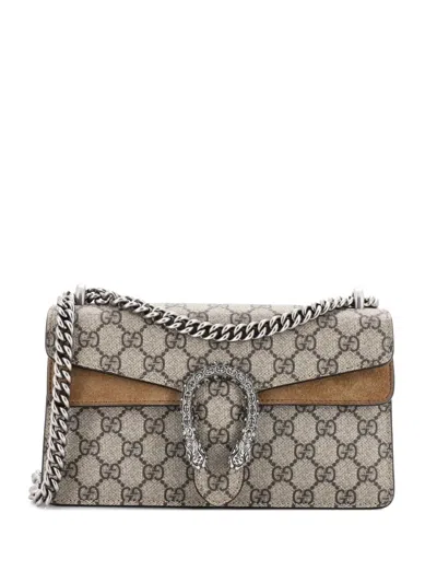Pre-owned Gucci Dionysus Bag Gg Coated Canvas With Crystal Embellished Metal Small Shoulder Bag In Brown