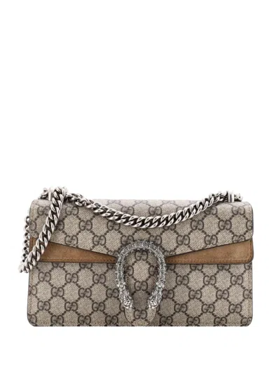Pre-owned Gucci Dionysus Bag Gg Coated Canvas With Crystal Embellished Metal Small Shoulder Bag In Brown