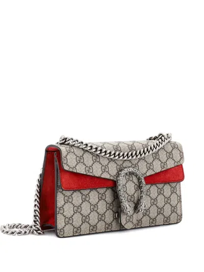 Pre-owned Gucci Dionysus Bag Gg Coated Canvas With Crystal Embellished Metal Small Shoulder Bag In Red
