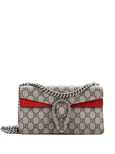 Pre-owned Gucci Dionysus Bag Gg Coated Canvas With Crystal Embellished Metal Small Shoulder Bag In Red