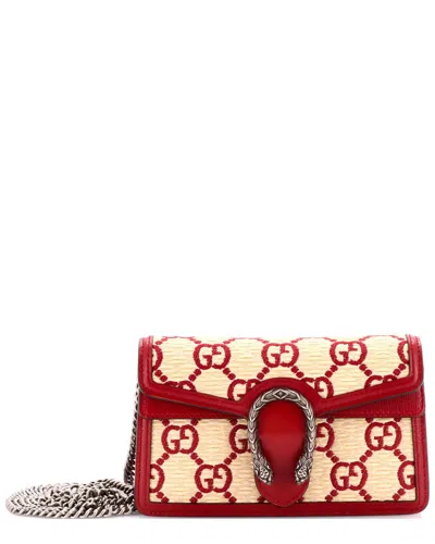 Gucci Dionysus Bag Gg Straw Super Mini (authentic Pre-loved) In Multi
