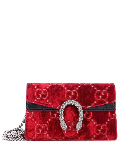 Gucci Dionysus Bag Gg Velvet Super Mini (authentic Pre-loved) In Red