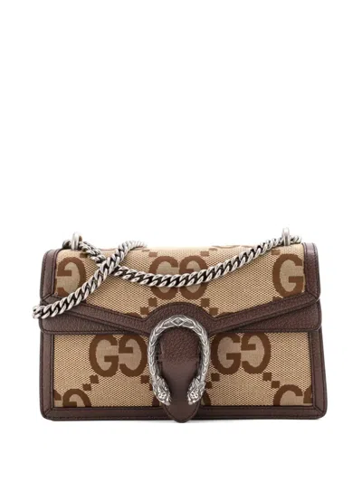 Pre-owned Gucci Dionysus Bag Jumbo Gg Canvas Small Shoulder Bag In Brown