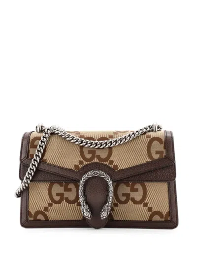Pre-owned Gucci Dionysus Bag Jumbo Gg Canvas Small Shoulder Bag In Brown