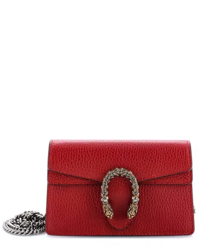 Gucci Dionysus Bag Leather Super Mini (authentic Pre-loved) In Red