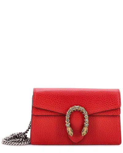 Gucci Dionysus Bag Leather Super Mini (authentic Pre-loved) In Red