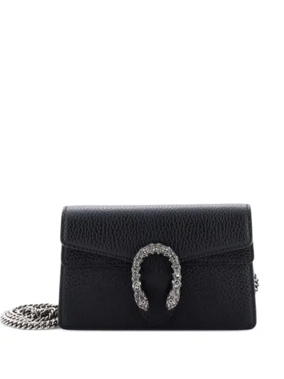 Pre-owned Gucci Dionysus Bag Leather Super Mini Clutch Bag In Black