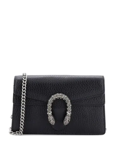 Pre-owned Gucci Dionysus Bag Leather Super Mini Clutch Bag In Black