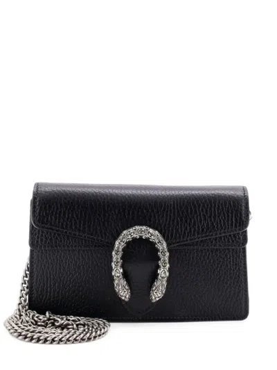 Pre-owned Gucci Dionysus Bag Leather Super Mini Clutch Bag In Black