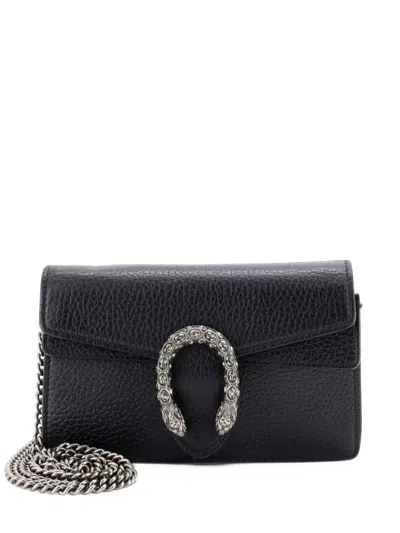 Pre-owned Gucci Dionysus Bag Leather Super Mini Clutch Bag In Black