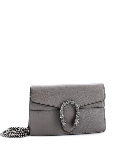Pre-owned Gucci Dionysus Bag Leather Super Mini Clutch Bag In Gray