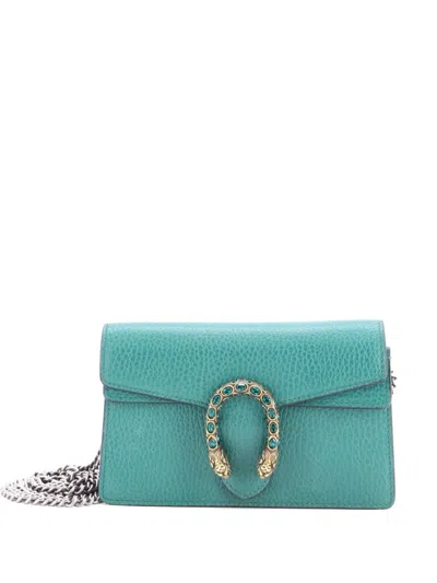 Pre-owned Gucci Dionysus Bag Leather Super Mini Clutch Bag In Green