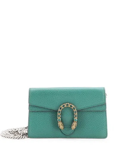 Pre-owned Gucci Dionysus Bag Leather Super Mini Clutch Bag In Green