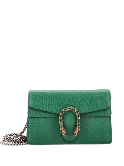 Pre-owned Gucci Dionysus Bag Leather Super Mini Clutch Bag In Green