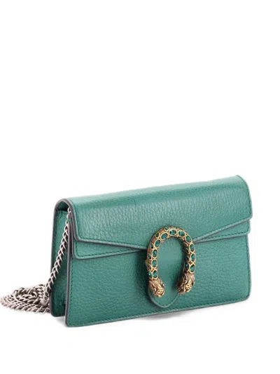 Pre-owned Gucci Dionysus Bag Leather Super Mini Clutch Bag In Green