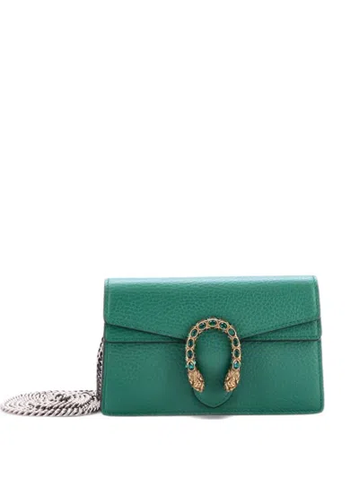 Pre-owned Gucci Dionysus Bag Leather Super Mini Clutch Bag In Green