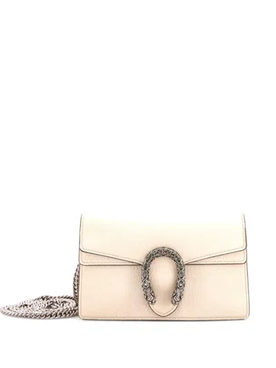 Pre-owned Gucci Dionysus Bag Leather Super Mini Clutch Bag In Neutral