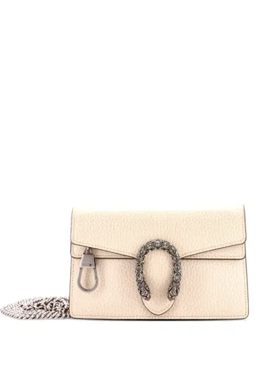 Pre-owned Gucci Dionysus Bag Leather Super Mini Clutch Bag In Neutral