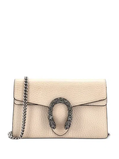 Pre-owned Gucci Dionysus Bag Leather Super Mini Clutch Bag In Neutral