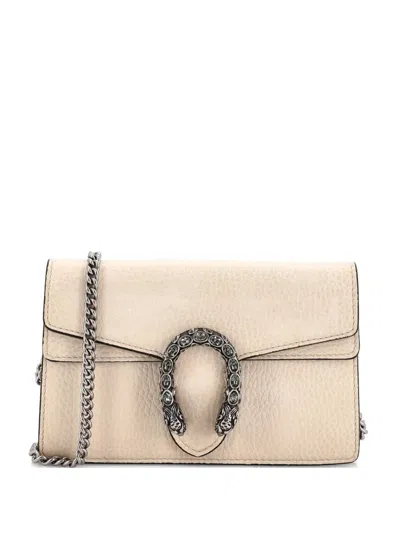 Pre-owned Gucci Dionysus Bag Leather Super Mini Clutch Bag In Neutrals