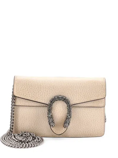 Pre-owned Gucci Dionysus Bag Leather Super Mini Clutch Bag In Neutrals