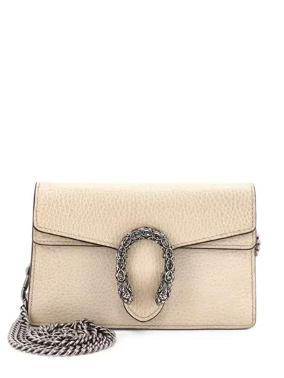 Pre-owned Gucci Dionysus Bag Leather Super Mini Clutch Bag In Neutrals