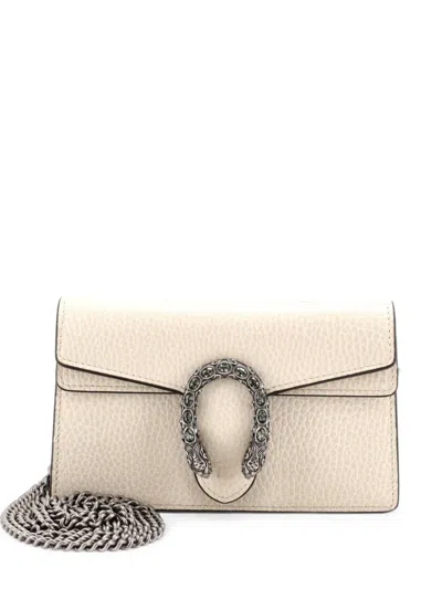 Pre-owned Gucci Dionysus Bag Leather Super Mini Clutch Bag In Neutrals