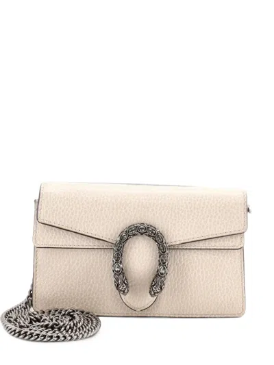Pre-owned Gucci Dionysus Bag Leather Super Mini Clutch Bag In Neutrals