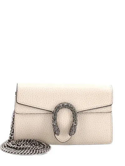 Pre-owned Gucci Dionysus Bag Leather Super Mini Clutch Bag In Neutrals