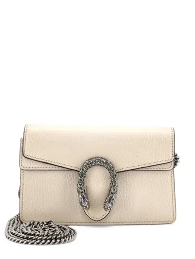 Pre-owned Gucci Dionysus Bag Leather Super Mini Clutch Bag In Neutrals