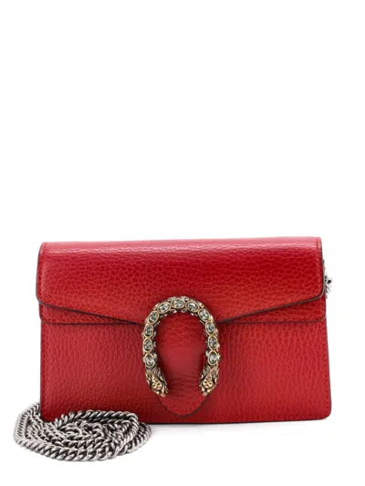 Pre-owned Gucci Dionysus Bag Leather Super Mini Clutch Bag In Red