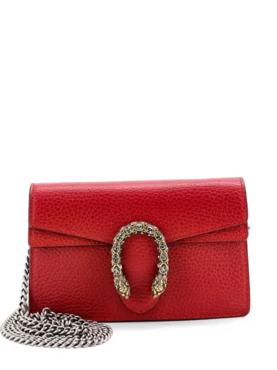 Pre-owned Gucci Dionysus Bag Leather Super Mini Clutch Bag In Red