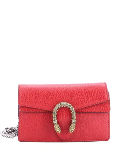 Pre-owned Gucci Dionysus Bag Leather Super Mini Clutch Bag In Red
