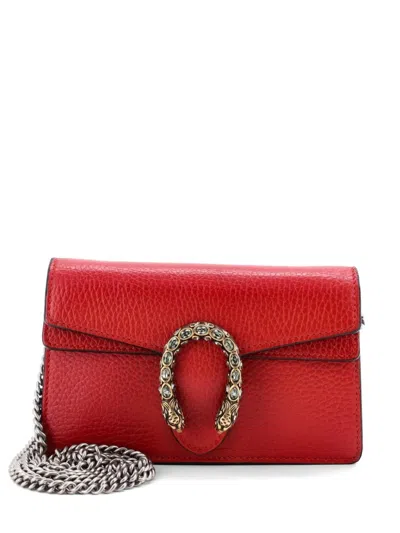Pre-owned Gucci Dionysus Bag Leather Super Mini Clutch Bag In Red