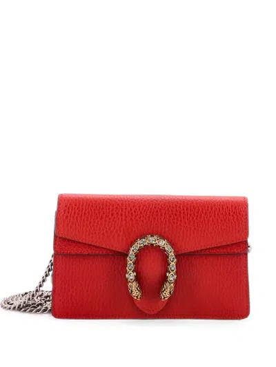Pre-owned Gucci Dionysus Bag Leather Super Mini Clutch Bag In Red