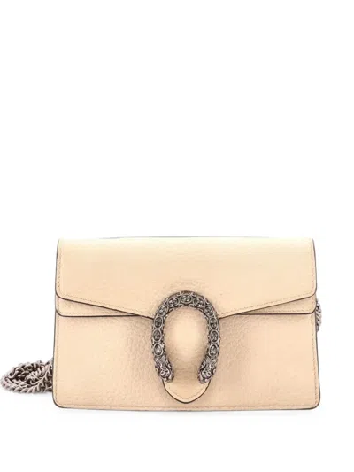 Pre-owned Gucci Dionysus Bag Leather Super Mini Clutch Bag In White
