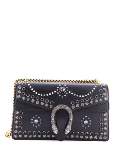 Pre-owned Gucci Dionysus Bag Studded Leather Small Shoulder Bag In Black