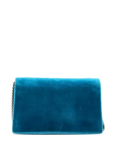 Pre-owned Gucci Dionysus Bag Velvet Super Mini Crossbody Bag In Blue