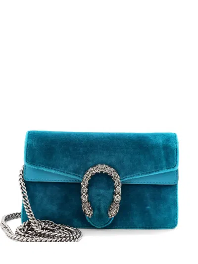 Pre-owned Gucci Dionysus Bag Velvet Super Mini Crossbody Bag In Green
