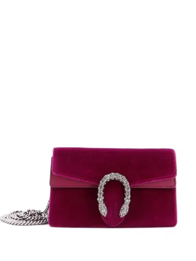 Pre-owned Gucci Dionysus Bag Velvet Super Mini Crossbody Bag In Pink