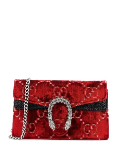 Pre-owned Gucci Dionysus Bag Velvet Super Mini Crossbody Bag In Red