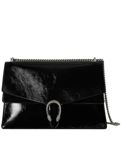 Gucci Dionysus Patent Leather Shoulder Bag In Black