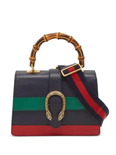 Pre-owned Gucci Dionysus Bamboo Leather Handbag In Blue