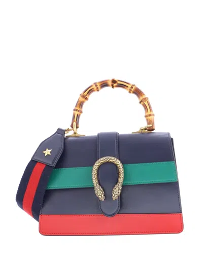 Pre-owned Gucci Dionysus Bamboo Top Handle Bag Colorblock Leather Medium Satchel In Multi