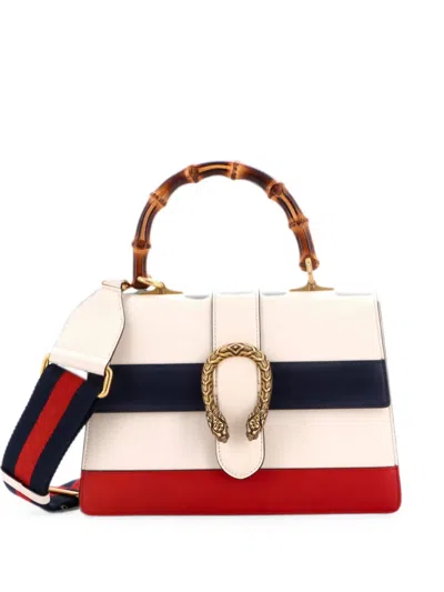 Pre-owned Gucci Dionysus Bamboo Top Handle Bag Colorblock Leather Medium Satchel In Multi